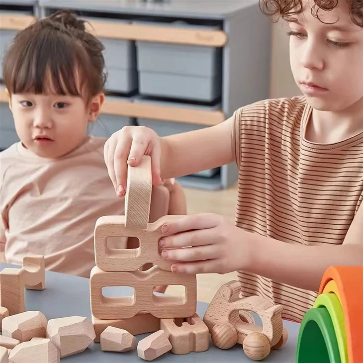 Houten educatieve cijferblokken
